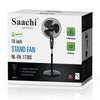 Saachi 16-Inch Stand Fan with Powerful Motor, 3-Speed Control, Adjustable Height & Wide Oscillation, 7.5-Hour Timer, Energy Efficient & Quiet OperationNL-FN-1738S-BK