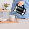 Saachi 1.8L Cordless Electric Kettle with Elegant Diamond Texture – Fast Boil, Auto & Manual Shut-Off, 360° Rotating Base, Concealed Heating Element & Overheat Protection NL-KT-7762-BK